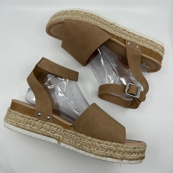 Cushionaire Sandal Wmns 11 Brown Miranda Faux Leather Platform Wedge Espadrilles - Picture 6 of 9
